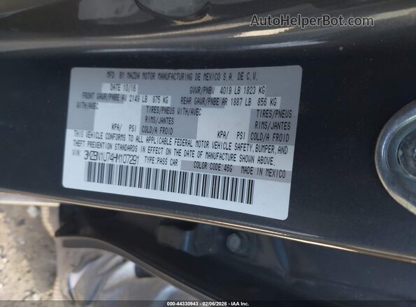 3MZBN1U74HM107291 2017 MAZDA 3 Серый Вид подкапотного пространства