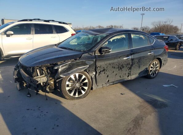3N1AB7AP1KY296287 2019 NISSAN SENTRA Черный Передняя левая четверть