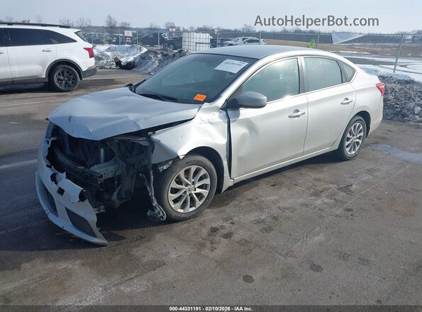 3N1AB7AP9KY262288 2019 NISSAN SENTRA Серебряный Передняя левая четверть