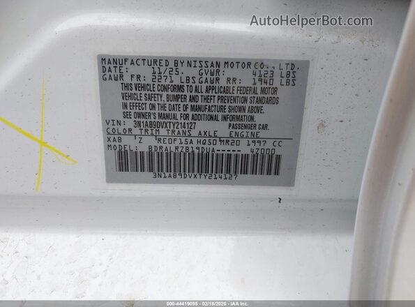 3N1AB9DVXTY214127 2026 NISSAN SENTRA Белый Вид подкапотного пространства