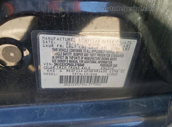 3N1CE2CP5GL379340 2016 NISSAN VERSA Черный Вид подкапотного пространства
