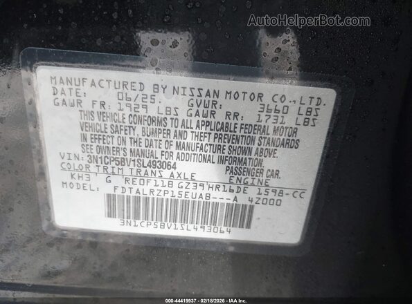 3N1CP5BV1SL493064 2025 NISSAN KICKS PLAY Black Շարժիչի բաժամունքի տեսք