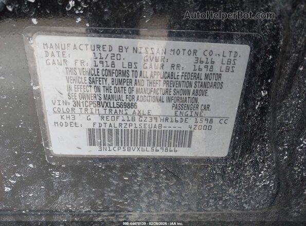 3N1CP5BVXLL569866 2020 NISSAN KICKS Черный Вид подкапотного пространства