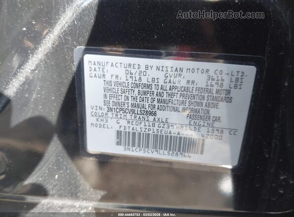 3N1CP5CV9LL528966 2020 NISSAN KICKS Black Widok komory silnika