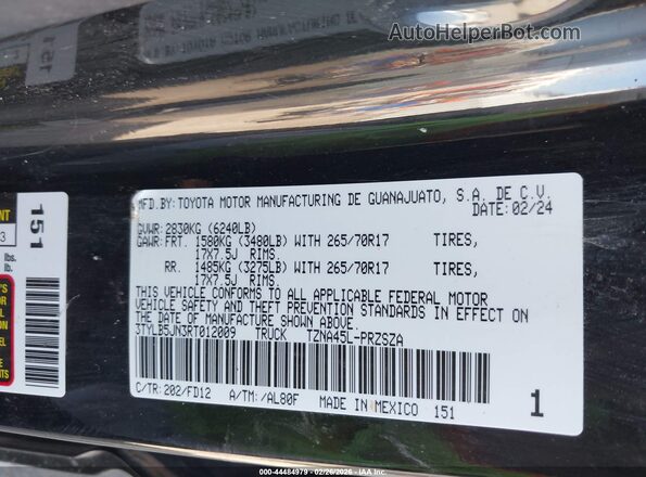 3TYLB5JN3RT012009 2024 TOYOTA TACOMA Black Вид підкапотного простору