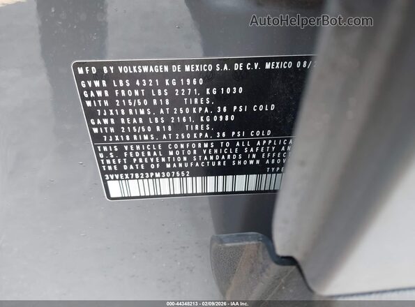 3VVEX7B23PM307552 2023 VOLKSWAGEN TAOS Gray Engine compartment view