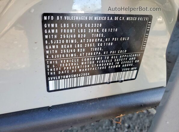 3VVLR7RM6SM042904 2025 VOLKSWAGEN TIGUAN Gray 360 interior view