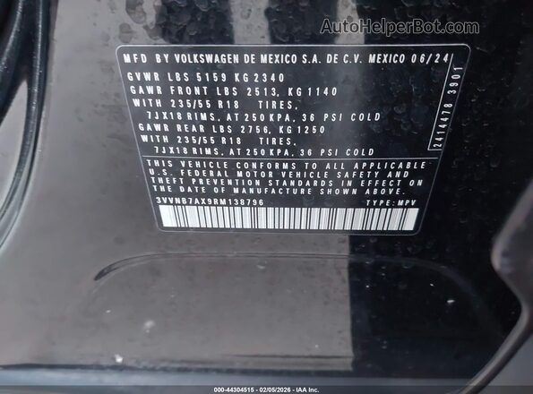 3VVNB7AX9RM138796 2024 VOLKSWAGEN TIGUAN Black Շարժիչի բաժամունքի տեսք
