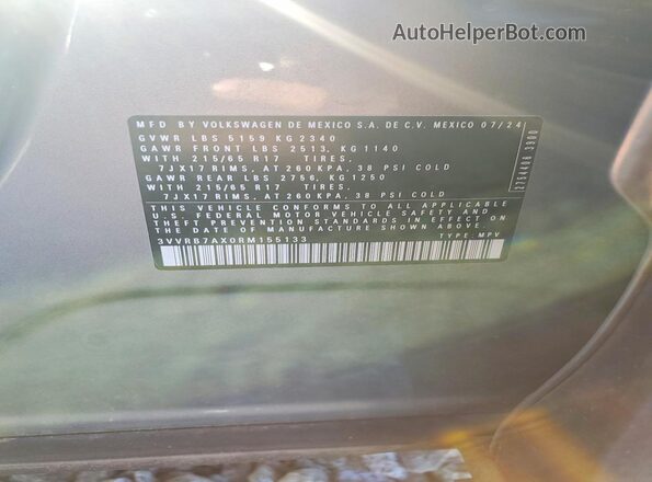 3VVRB7AX0RM155133 2024 VOLKSWAGEN TIGUAN Silver Vista del compartimento del motor