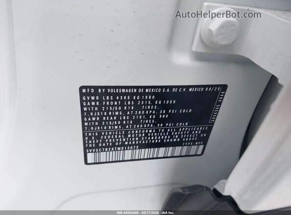3VVSC7B2XTM013073 2026 VOLKSWAGEN TAOS Белый Вид подкапотного пространства
