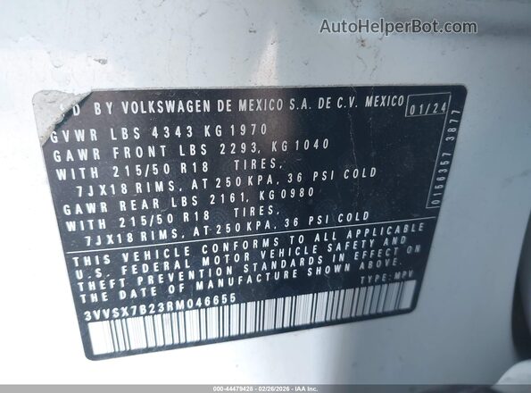 3VVSX7B23RM046655 2024 VOLKSWAGEN TAOS Белый Вид подкапотного пространства