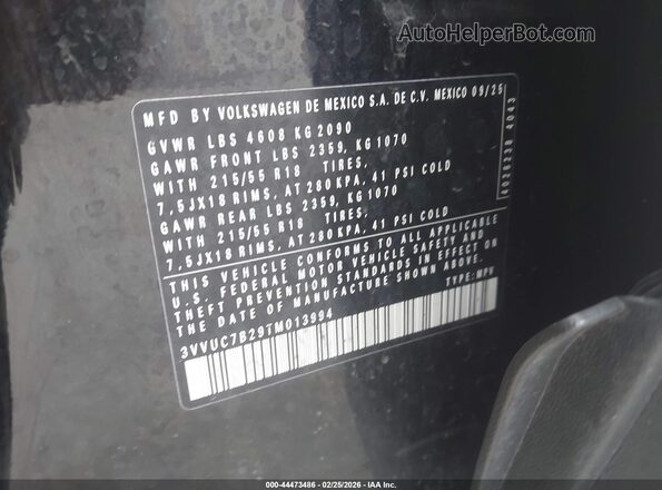 3VVUC7B29TM013994 2026 VOLKSWAGEN TAOS Черный Вид подкапотного пространства