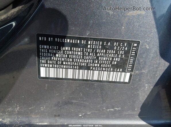 3VWBM7BU2RM054140 2024 VOLKSWAGEN JETTA Серый Вид подкапотного пространства