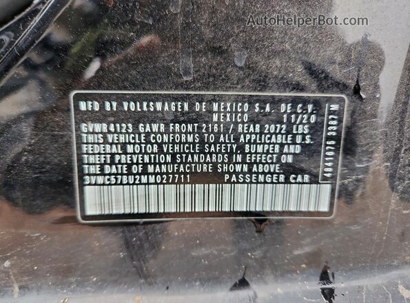 3VWC57BU2MM027711 2021 VOLKSWAGEN JETTA Black Vista interior de 360 grados