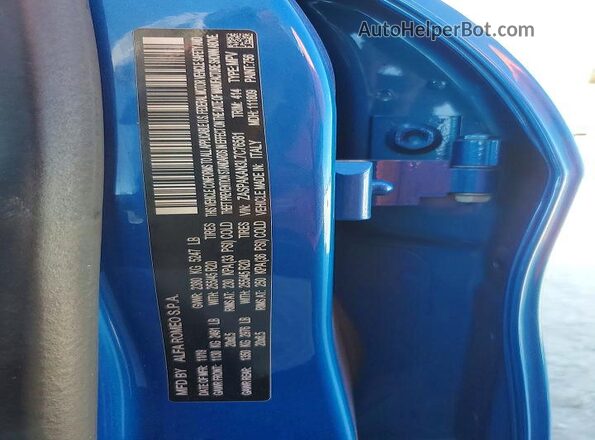 ZASPAKAN3L7C76581 2020 ALFA ROMEO STELVIO Blue Вид наклейки з VIN-кодом