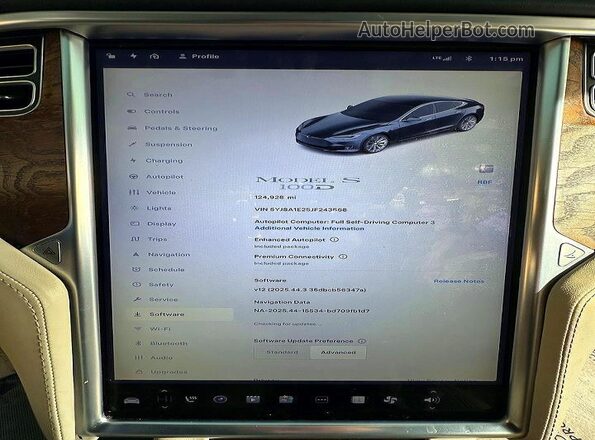 5YJSA1E25JF243568 2018 TESLA MODEL Серый Вид щитка приборов