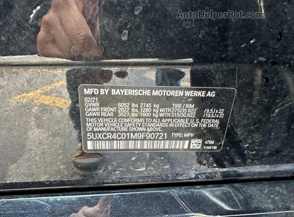 5UXCR4C01M9F90721 2021 BMW X5 Черный Вид задней части салона