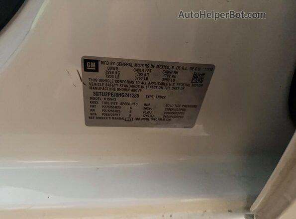 3GTU2PEJ0HG241280 2017 GMC SIERRA Белый Вид задней части салона