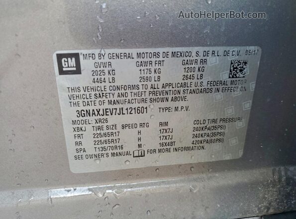 3GNAXJEV7JL121601 2018 CHEVROLET EQUINOX Gray Vista interior de 360 grados