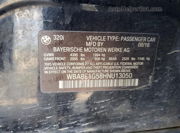 WBA8E1G58HNU13050 2017 BMW OTHER Черный Вид наклейки с VIN-кодом