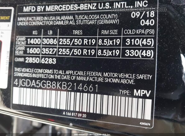 4JGDA5GB8KB214661 2019 MERCEDES-BENZ GLE 400 Черный Вид подкапотного пространства