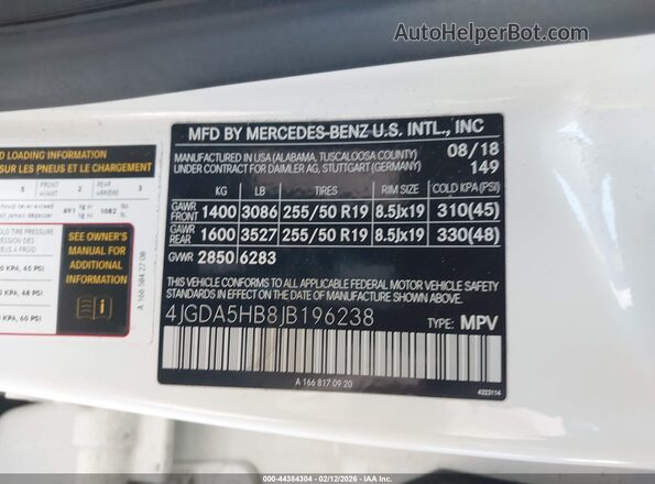 4JGDA5HB8JB196238 2018 MERCEDES-BENZ GLE 350 White Engine compartment view
