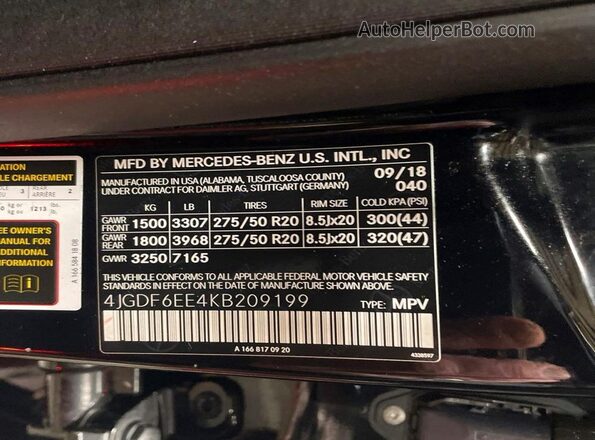 4JGDF6EE4KB209199 2019 MERCEDES-BENZ GLS Black Widok tylnych siedzeń