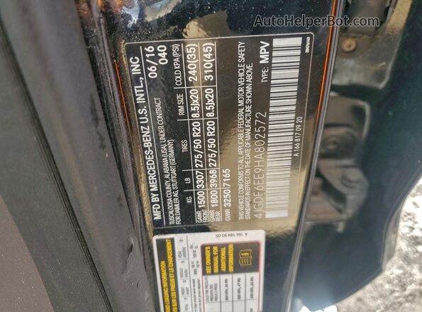 4JGDF6EE9HA802572 2017 MERCEDES-BENZ GLS Черный Вид наклейки с VIN-кодом