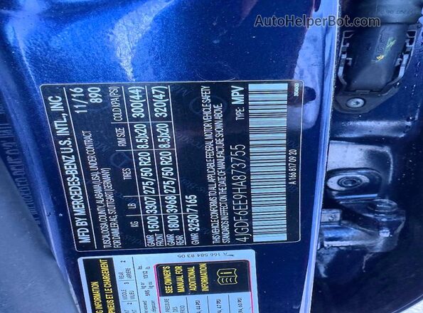 4JGDF6EE9HA873755 2017 MERCEDES-BENZ GLS Blue Widok zestawu wskaźników