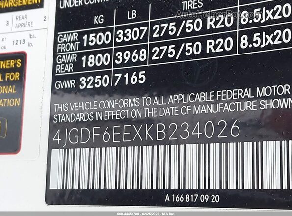 4JGDF6EEXKB234026 2019 MERCEDES-BENZ GLS 450 White Вид підкапотного простору