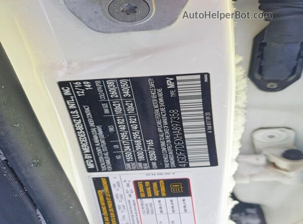 4JGDF7DEXHA897358 2017 MERCEDES-BENZ GLS White Вид наклейки з VIN-кодом