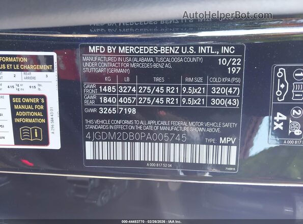 4JGDM2DB0PA005745 2023 MERCEDES-BENZ EQS 450+ SUV Black ძრავის განყოფილების ხედი