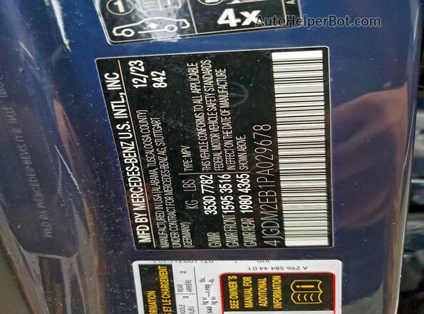 4JGDM2EB1PA029678 2023 MERCEDES-BENZ EQS Blue VIN sticker view