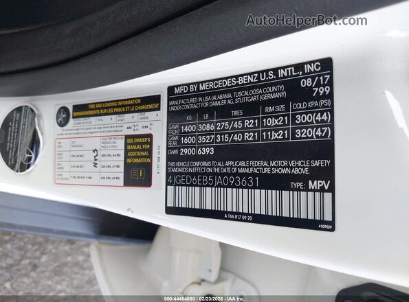 4JGED6EB5JA093631 2018 MERCEDES-BENZ AMG GLE 43 COUPE Белый Вид подкапотного пространства