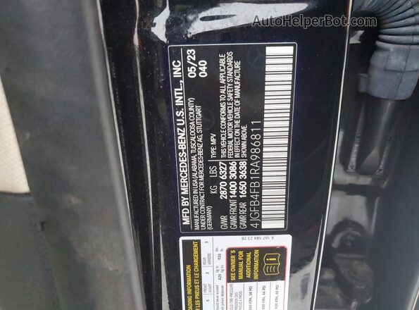 4JGFB4FB1RA986811 2024 MERCEDES-BENZ GLE Черный Вид наклейки с VIN-кодом