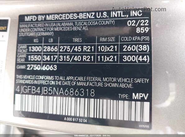 4JGFB4JB5NA686318 2022 MERCEDES-BENZ GLE 350 Champagne Вид підкапотного простору