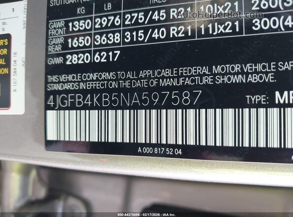 4JGFB4KB5NA597587 2022 MERCEDES-BENZ GLE 350 Gold Vista del compartimento del motor