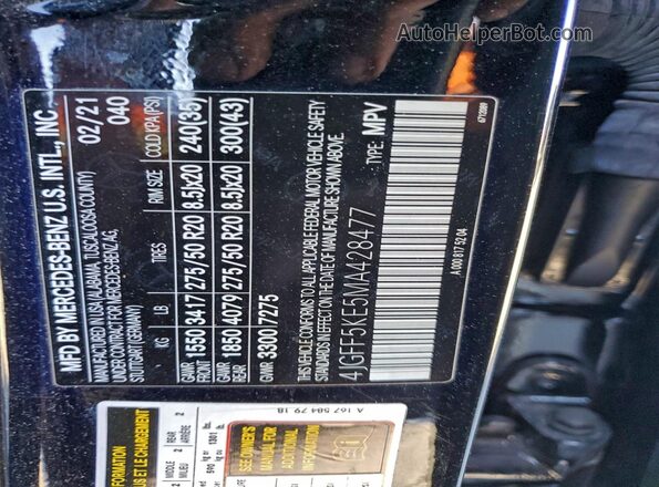 4JGFF5KE5MA428477 2021 MERCEDES-BENZ GLS Черный Вид наклейки с VIN-кодом
