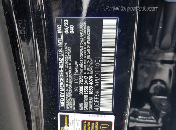 4JGFF5KEXPB011001 2023 MERCEDES-BENZ GLS Черный Вид наклейки с VIN-кодом