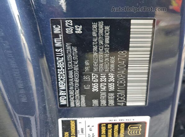 4JGGM1CBXPA004708 2023 MERCEDES-BENZ EQE Blue Widok naklejki z numerem VIN