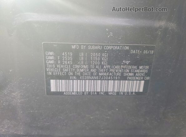 4S3BNAN67J3045191 2018 SUBARU LEGACY Серый Вид подкапотного пространства