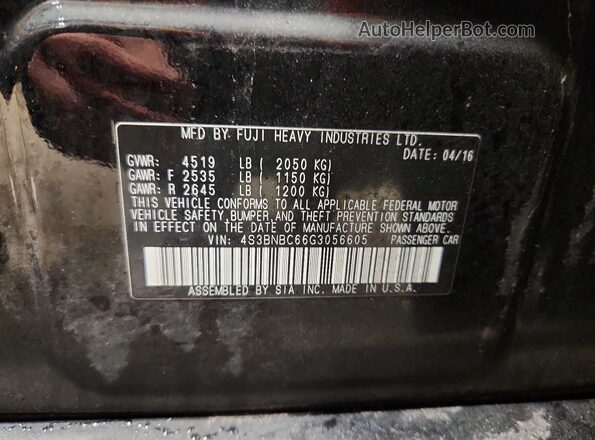 4S3BNBC66G3056605 2016 SUBARU LEGACY Черный Вид подкапотного пространства
