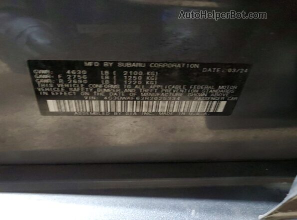 4S3BWAF63R3025334 2024 SUBARU LEGACY Угольный Вид подкапотного пространства