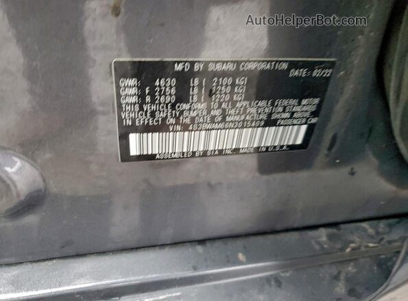 4S3BWAM66N3015409 2022 SUBARU LEGACY Charcoal Շարժիչի բաժամունքի տեսք