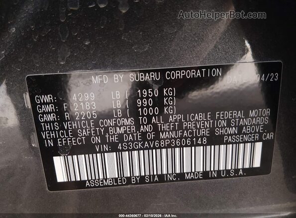 4S3GKAV68P3606148 2023 SUBARU IMPREZA Серый Вид подкапотного пространства