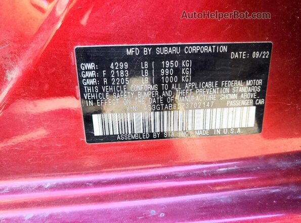 4S3GTAB62P3702147 2023 SUBARU IMPREZA Красный Вид подкапотного пространства