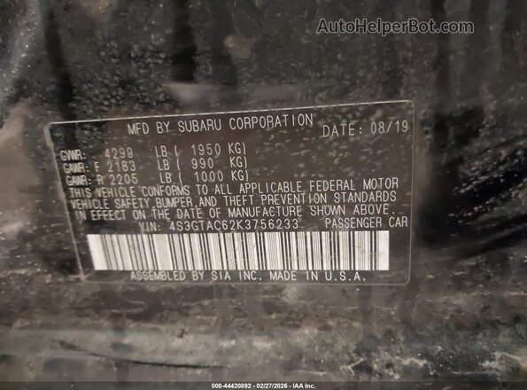 4S3GTAC62K3756233 2019 SUBARU IMPREZA Black Widok komory silnika