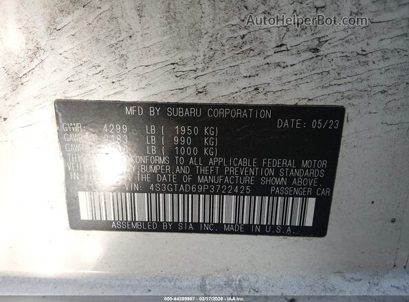 4S3GTAD69P3722425 2023 SUBARU IMPREZA Белый Вид подкапотного пространства
