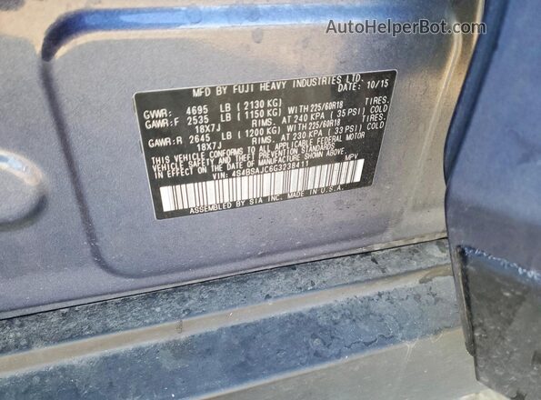 4S4BSAJC6G3238411 2016 SUBARU OUTBACK Синий Вид подкапотного пространства