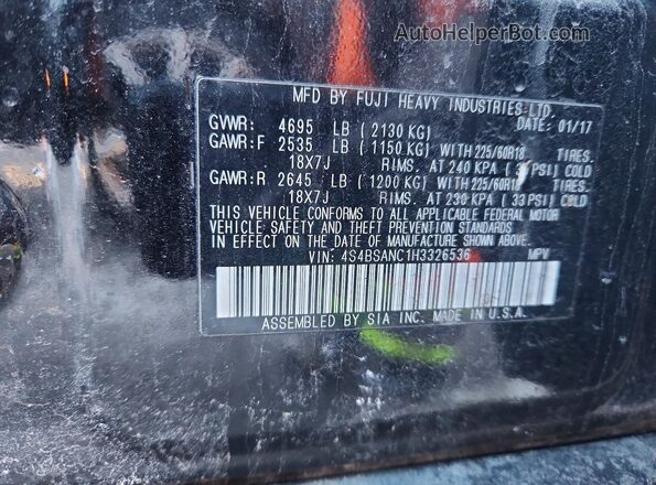 4S4BSANC1H3326536 2017 SUBARU OUTBACK Черный Вид наклейки с VIN-кодом